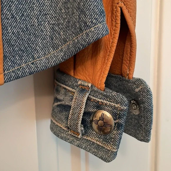 Leather & Jean Button-up Shirt - Picture 4 of 10